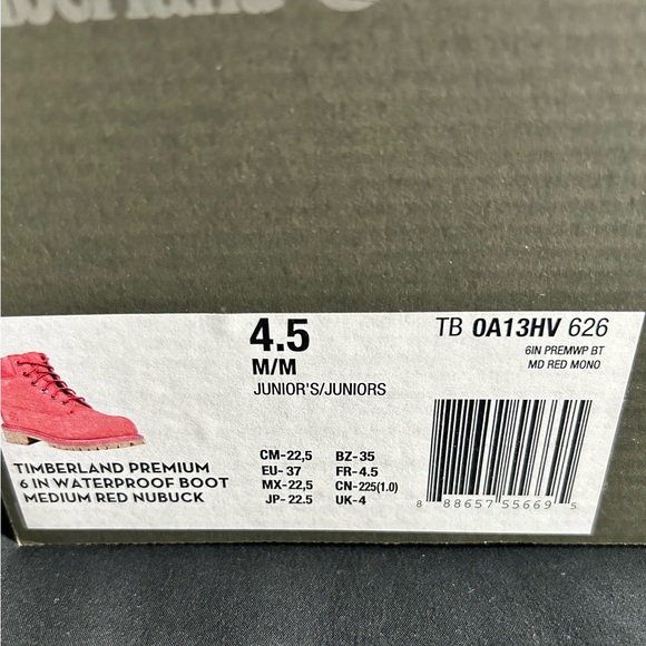Timberland 6" Premium 50th Anniversary Waterproof Boots Red Sz 4.5🔥🔥🔥 - Picture 2 of 6